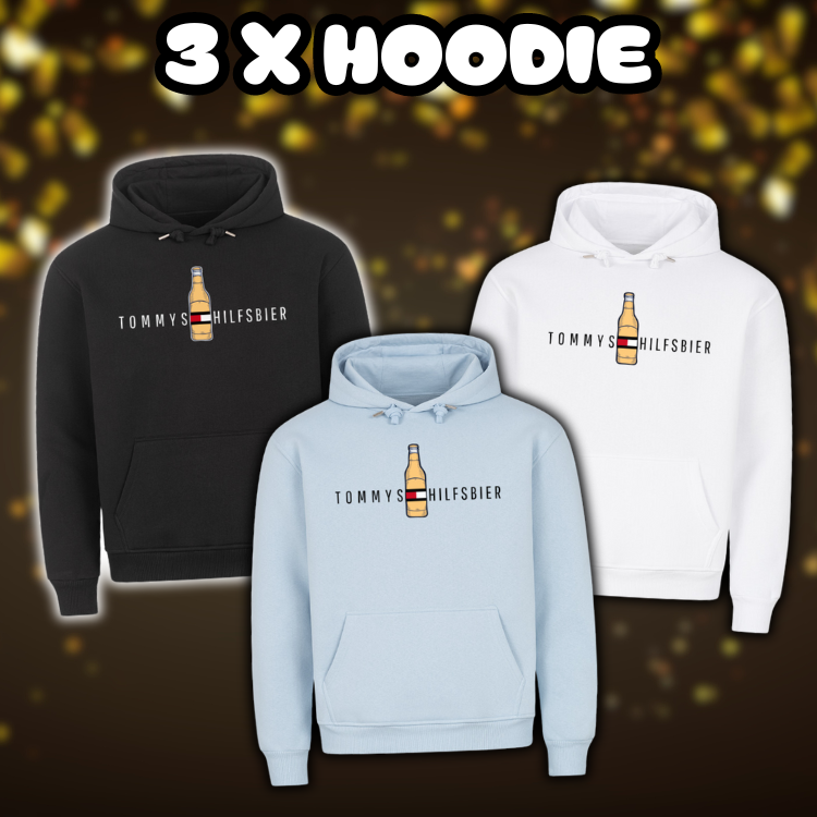3 x Tommys Hilfsbier Premium Hoodie | Bundle